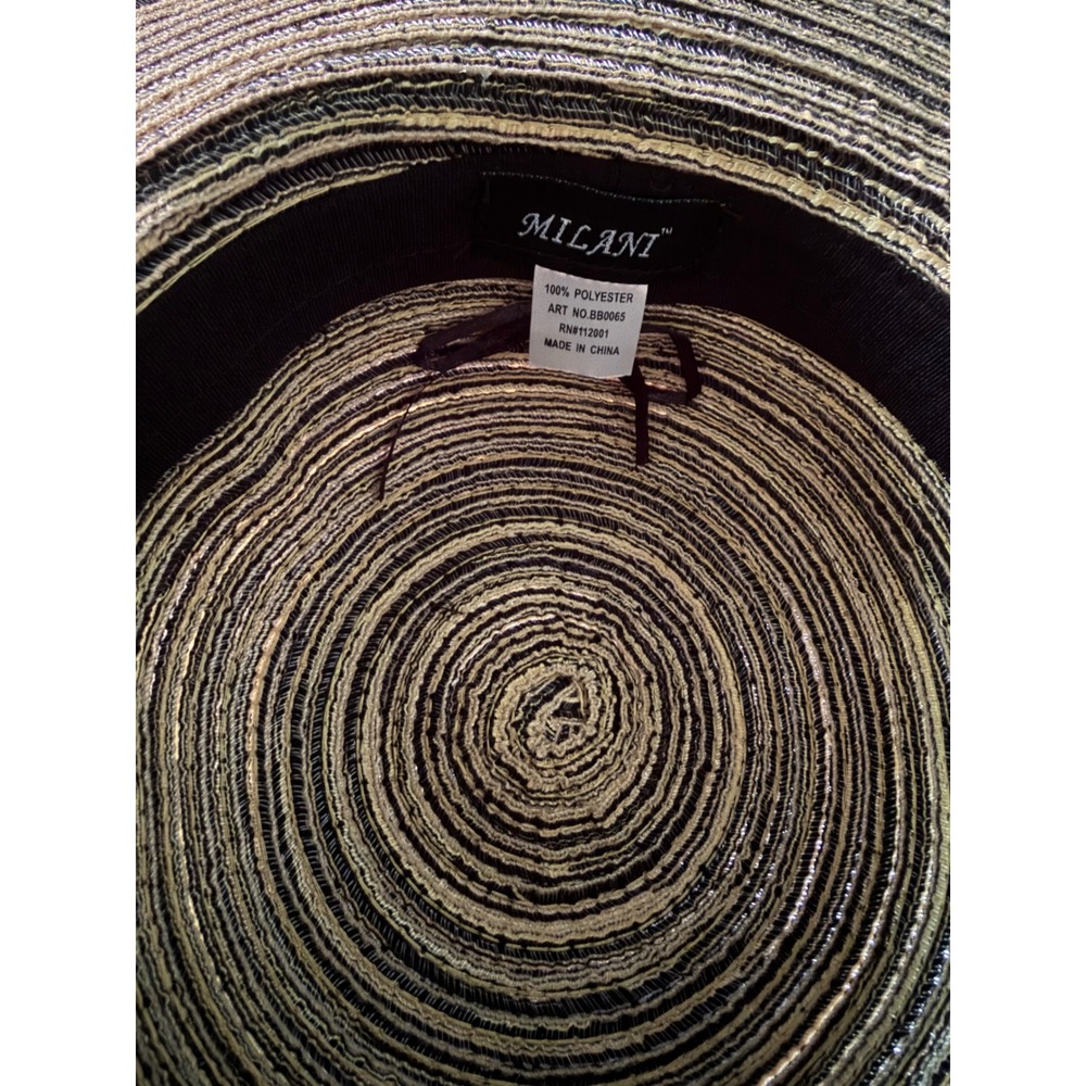 Milani Sun Hat Tan Black Striped UPF 50+ Wide Brim Women OS - Picture 3 of 7